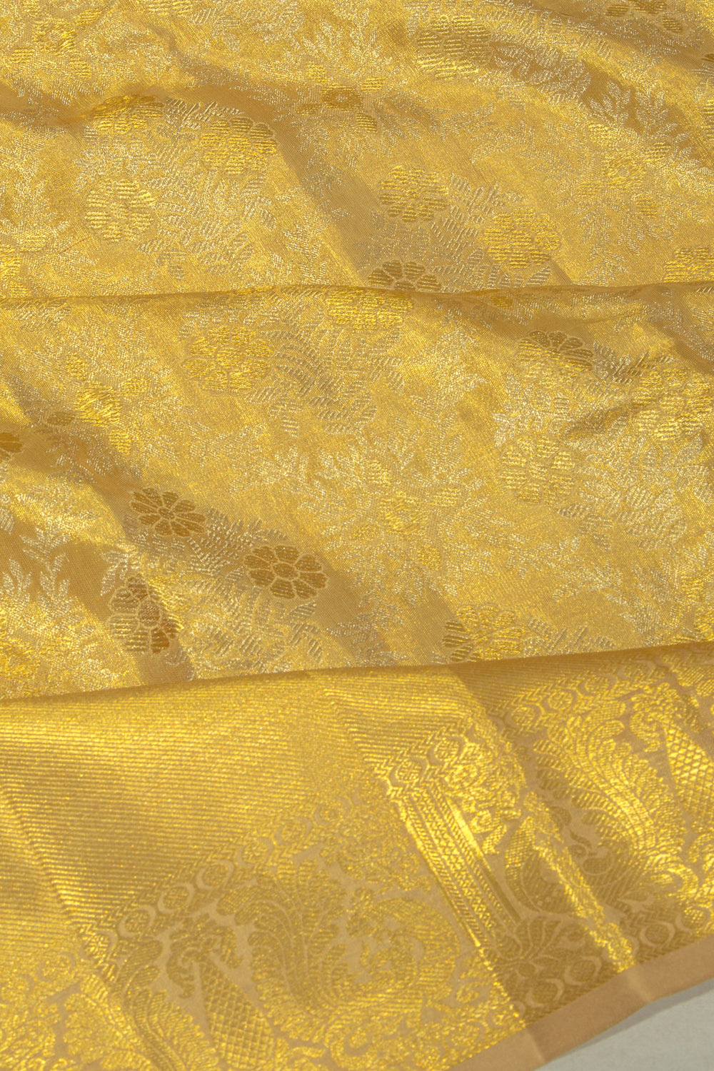 Taranga Kanchi Silk Tissue Brocade Gold Saree