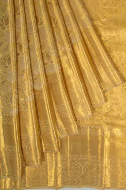 Taranga Kanchi Silk Tissue Jaal Gold Saree