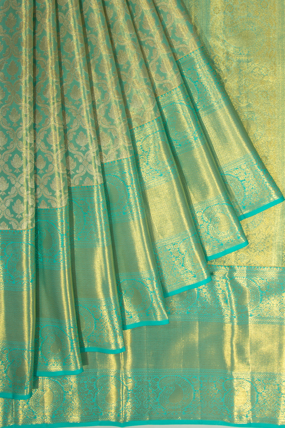 Taranga Kanchi Silk Tissue Jaal Sea Green Saree
