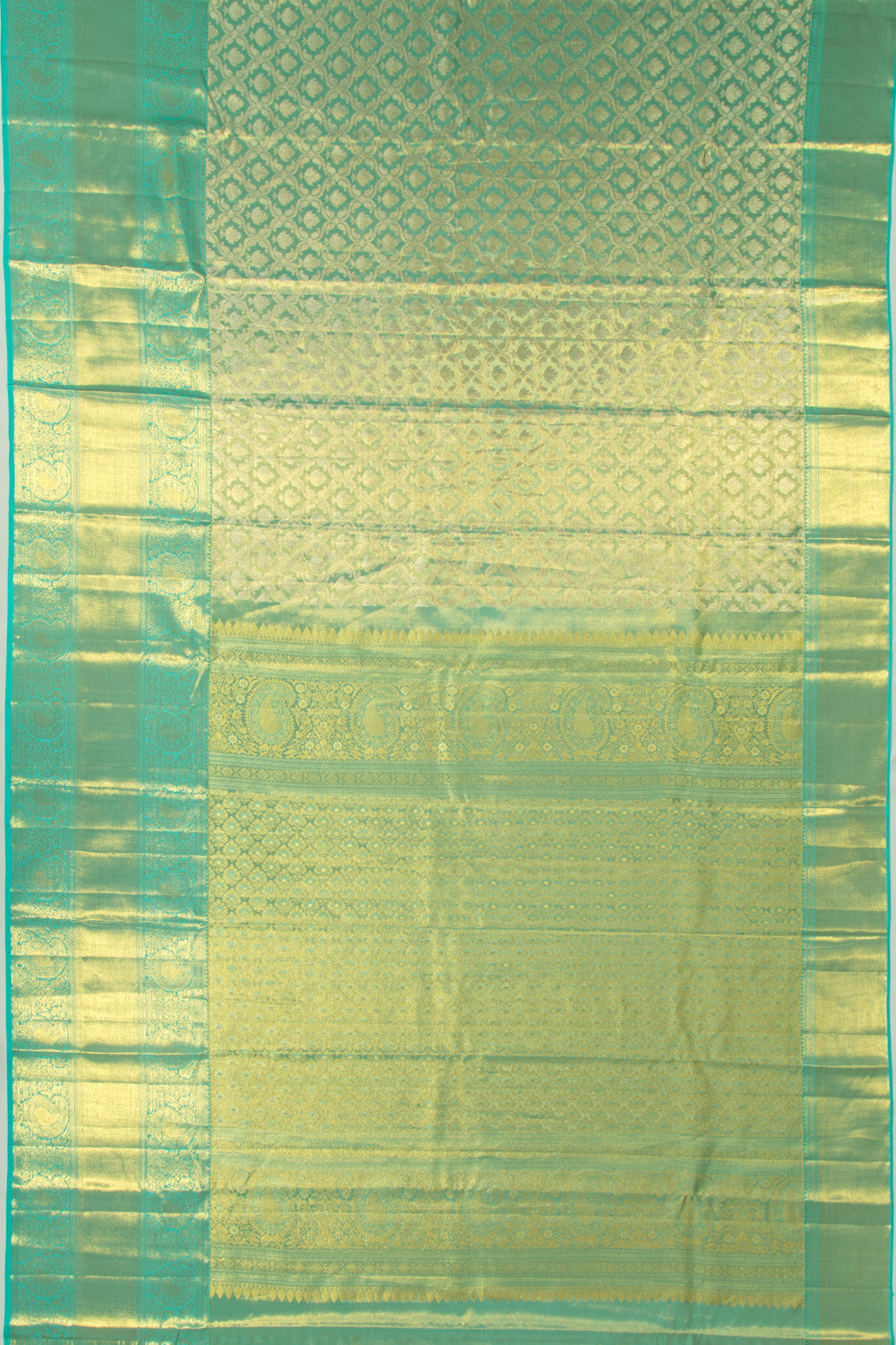 Taranga Kanchi Silk Tissue Jaal Sea Green Saree