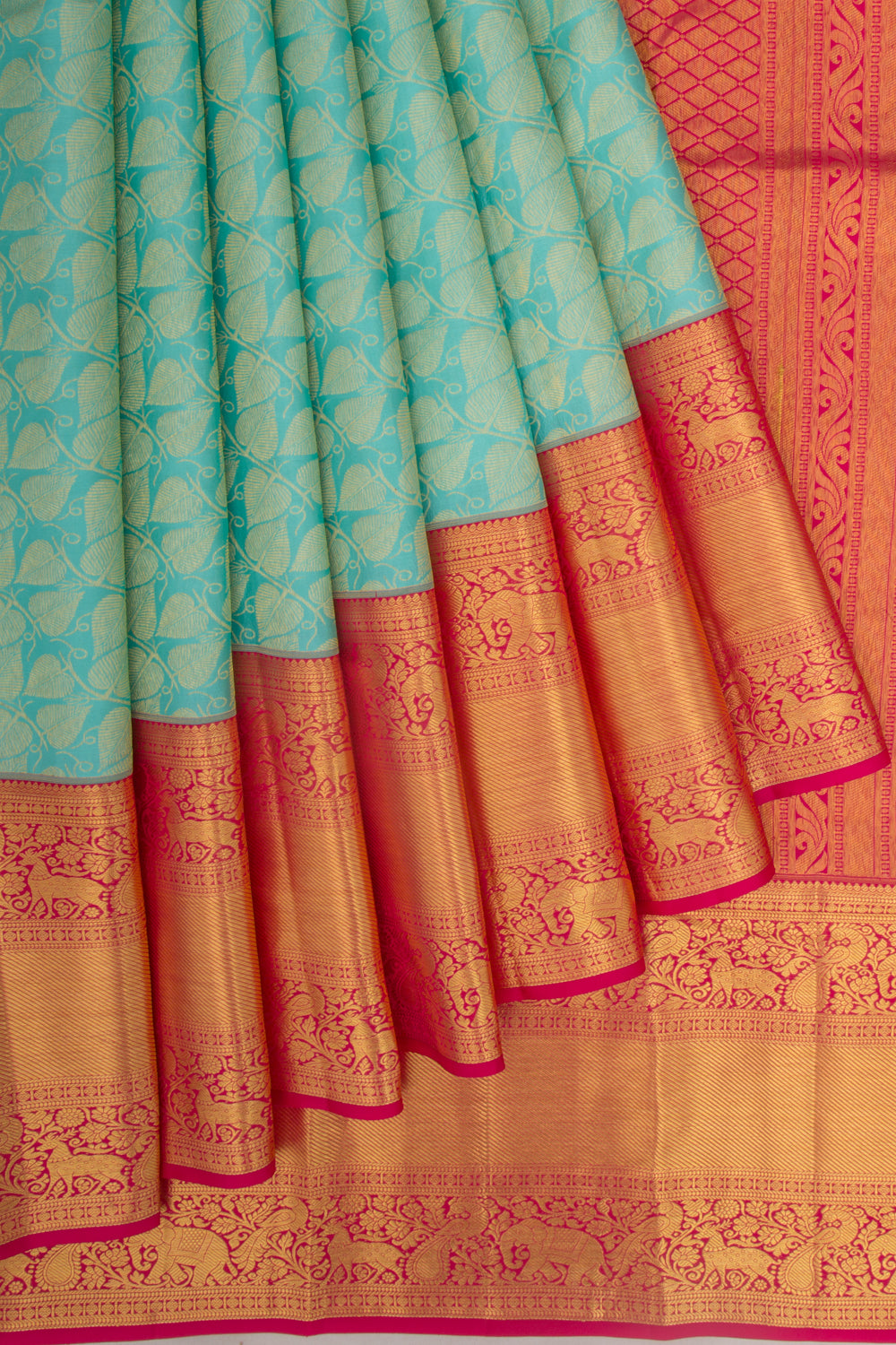 Kanchipuram Silk Brocade Sky Blue Saree