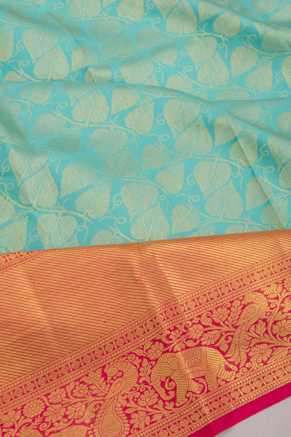 Kanchipuram Silk Brocade Sky Blue Saree
