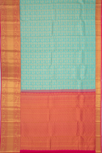 Kanchipuram Silk Brocade Sky Blue Saree