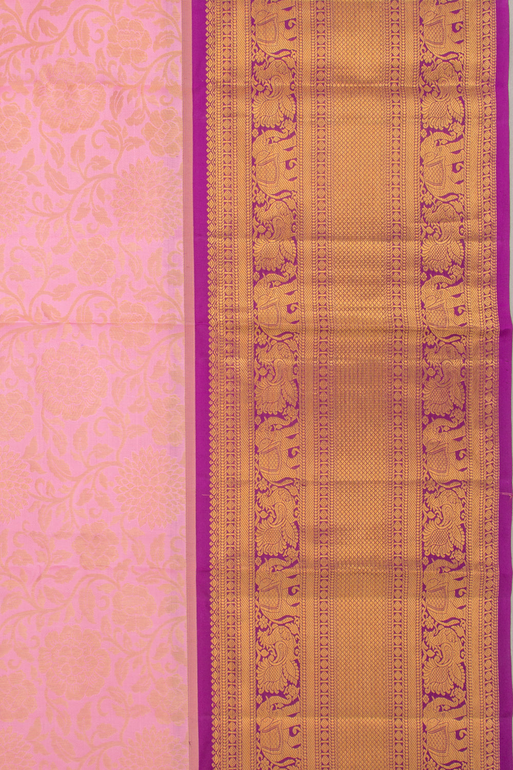 Kanchipuram Silk Brocade Baby Pink Saree