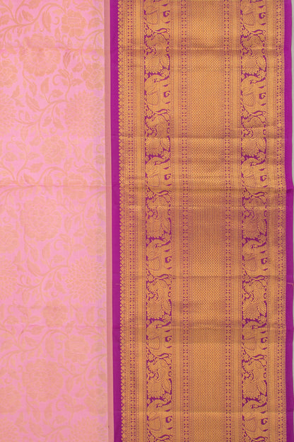 Kanchipuram Silk Brocade Baby Pink Saree