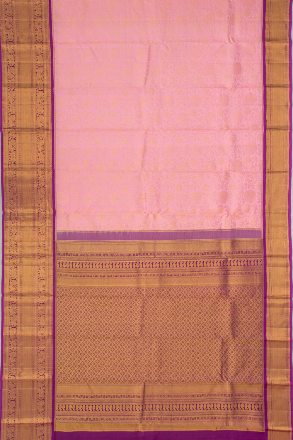 Kanchipuram Silk Brocade Baby Pink Saree