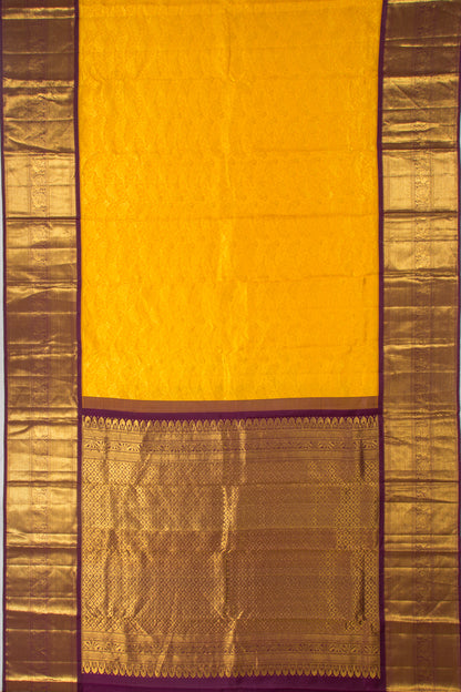 Kanchipuram Silk Jaal Yellow Saree