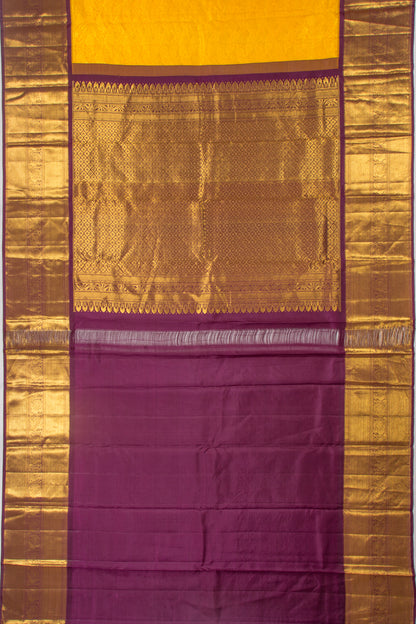 Kanchipuram Silk Jaal Yellow Saree