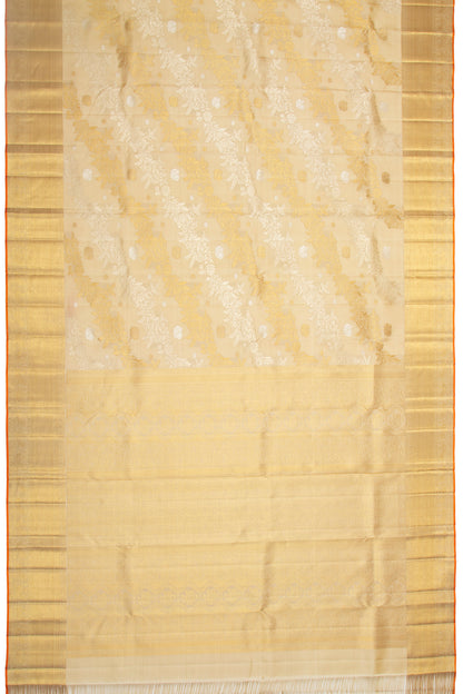 Kanchipuram Silk Jaal Cream Saree