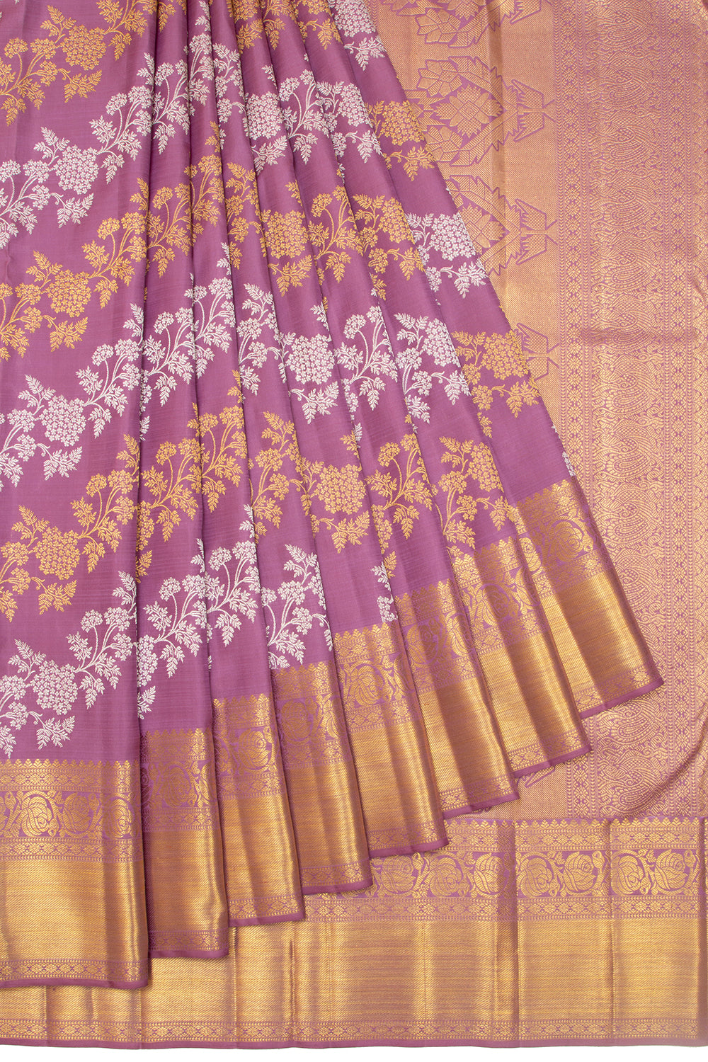 Kanchipuram Silk Jaal Lavender Saree