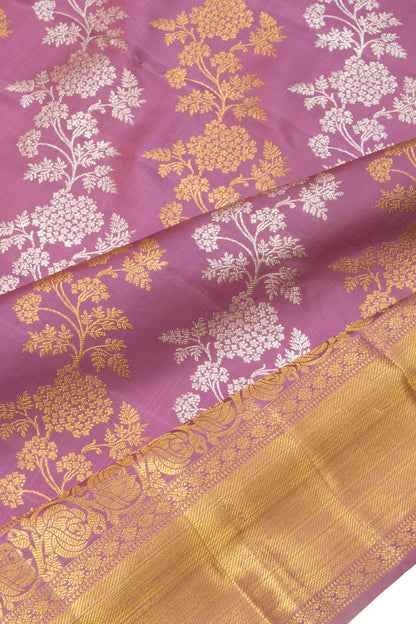 Kanchipuram Silk Jaal Lavender Saree