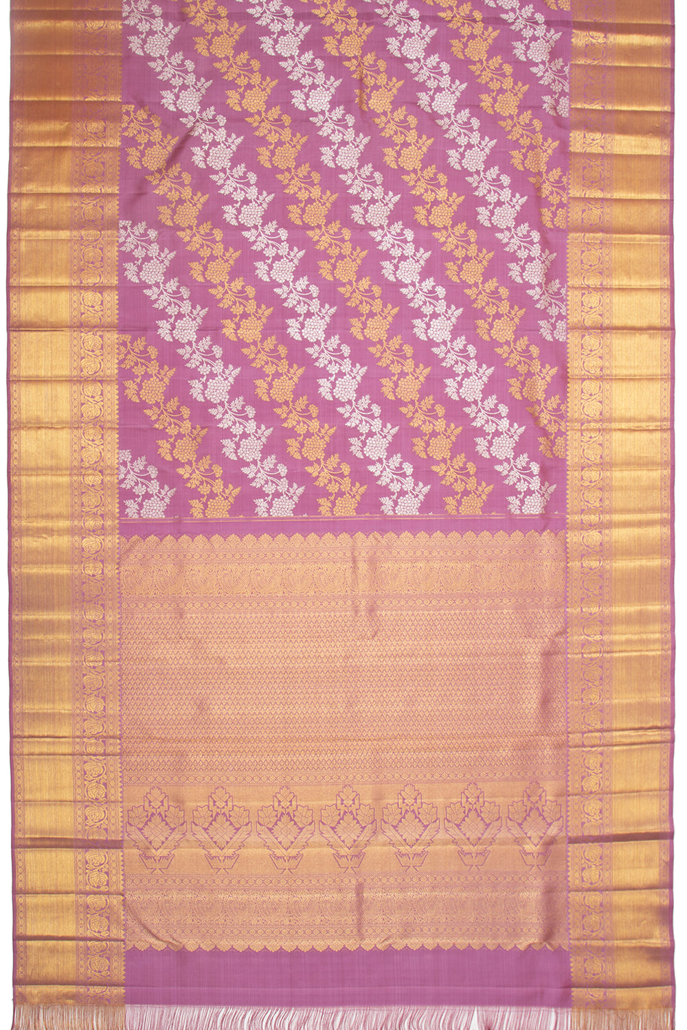 Kanchipuram Silk Jaal Lavender Saree