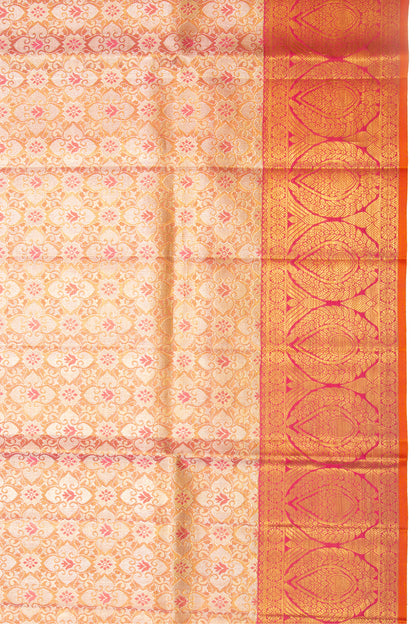 Kanchipuram Silk Tissue Brocade Pink Saree