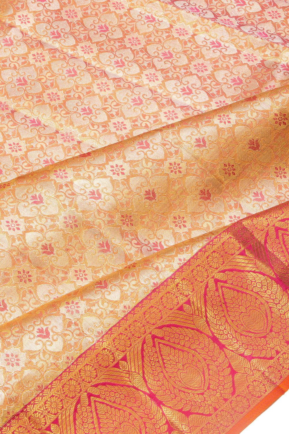 Kanchipuram Silk Tissue Brocade Pink Saree