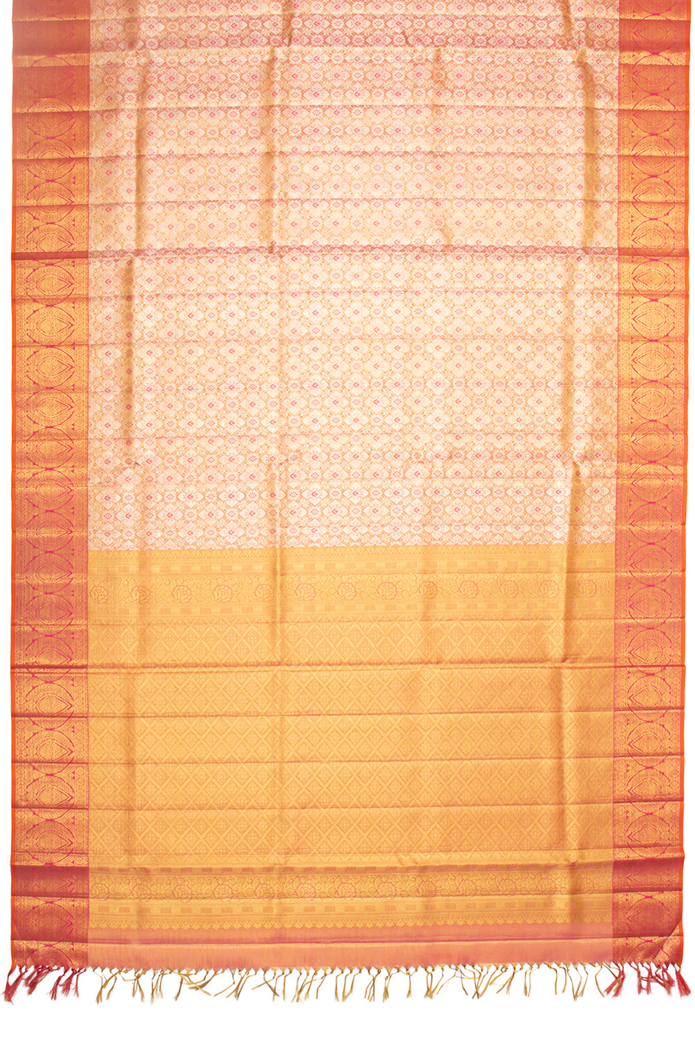 Kanchipuram Silk Tissue Brocade Pink Saree