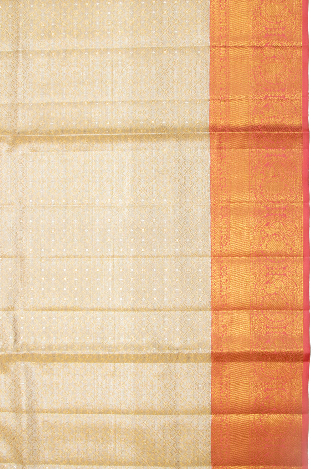 Kanchipuram Silk Tissue Brocade Silver Saree