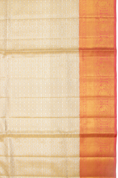 Kanchipuram Silk Tissue Brocade Silver Saree