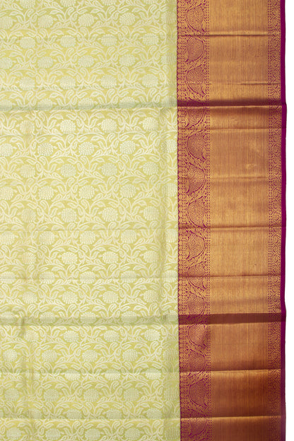 Kanchipuram Silk Tissue Jaal Pastel Green Saree
