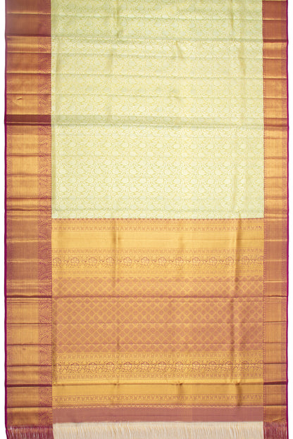 Kanchipuram Silk Tissue Jaal Pastel Green Saree