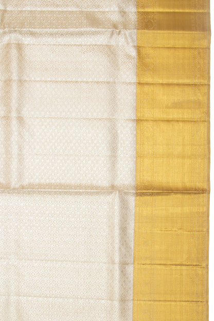 Kanchipuram Silk Tissue Brocade Silver Saree