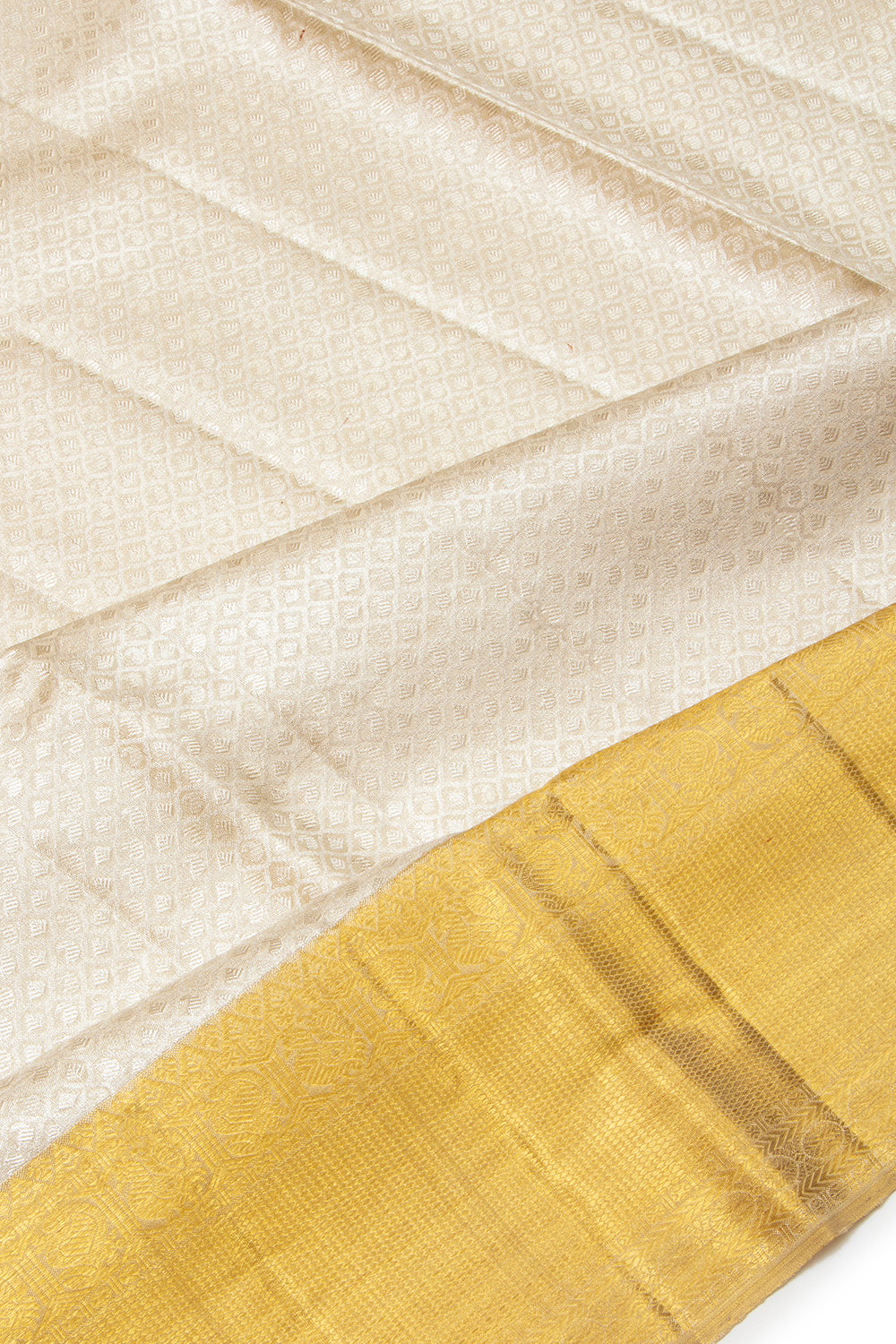 Kanchipuram Silk Tissue Brocade Silver Saree