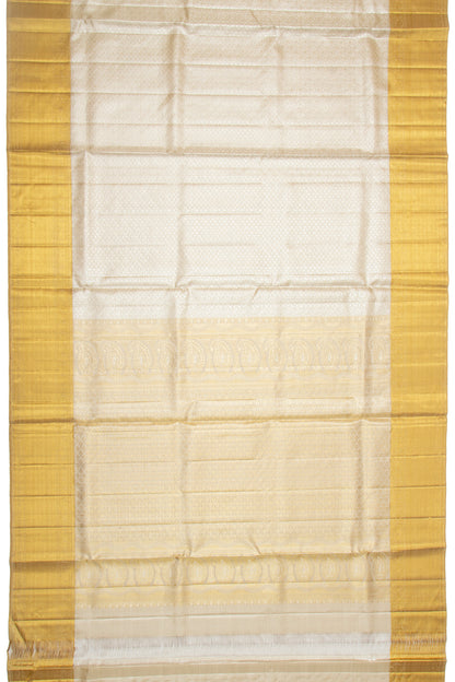 Kanchipuram Silk Tissue Brocade Silver Saree