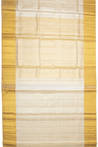 Kanchipuram Silk Tissue Brocade Silver Saree