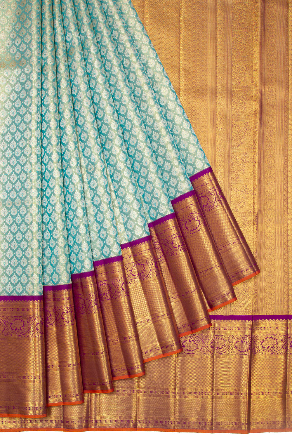 Kanchipuram Silk Tissue Brocade Blue Saree