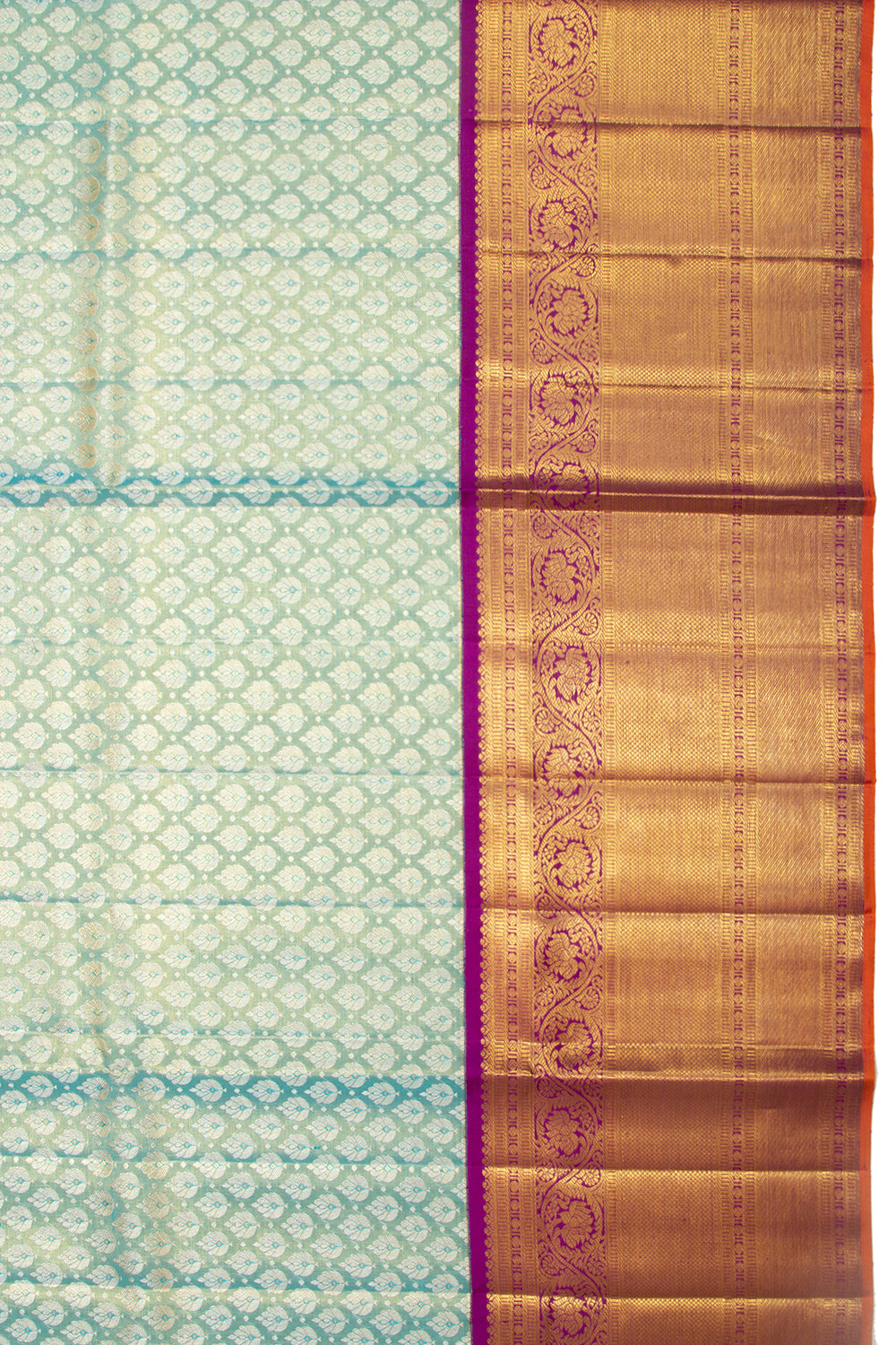 Kanchipuram Silk Tissue Brocade Blue Saree