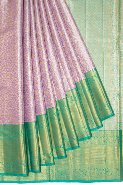 Kanchipuram Silk Tissue Brocade Lavender Saree