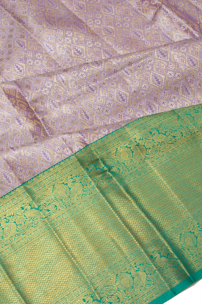 Kanchipuram Silk Tissue Brocade Lavender Saree