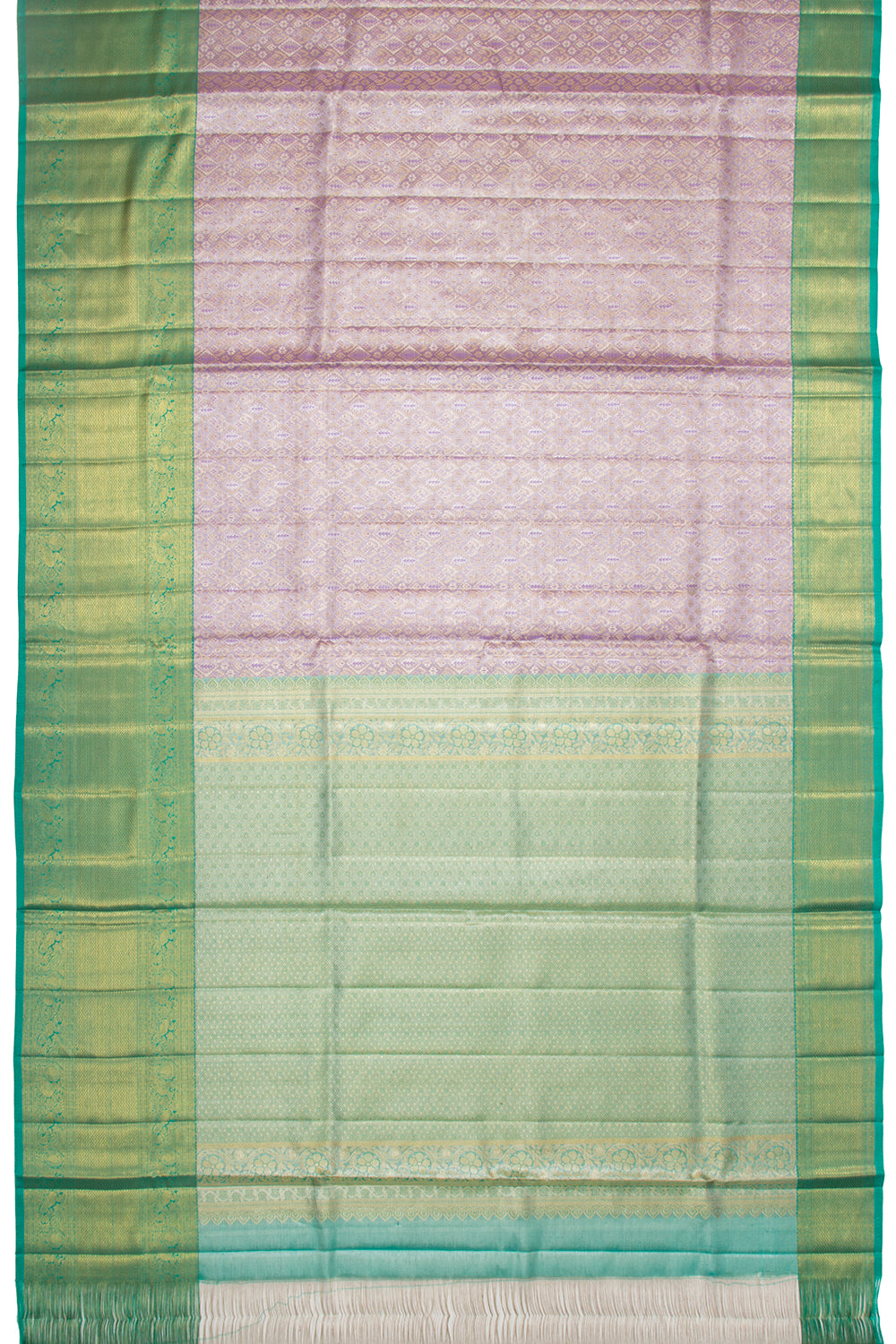 Kanchipuram Silk Tissue Brocade Lavender Saree