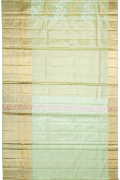 Kanchipuram Silk Tissue Jaal Pastel Green Saree