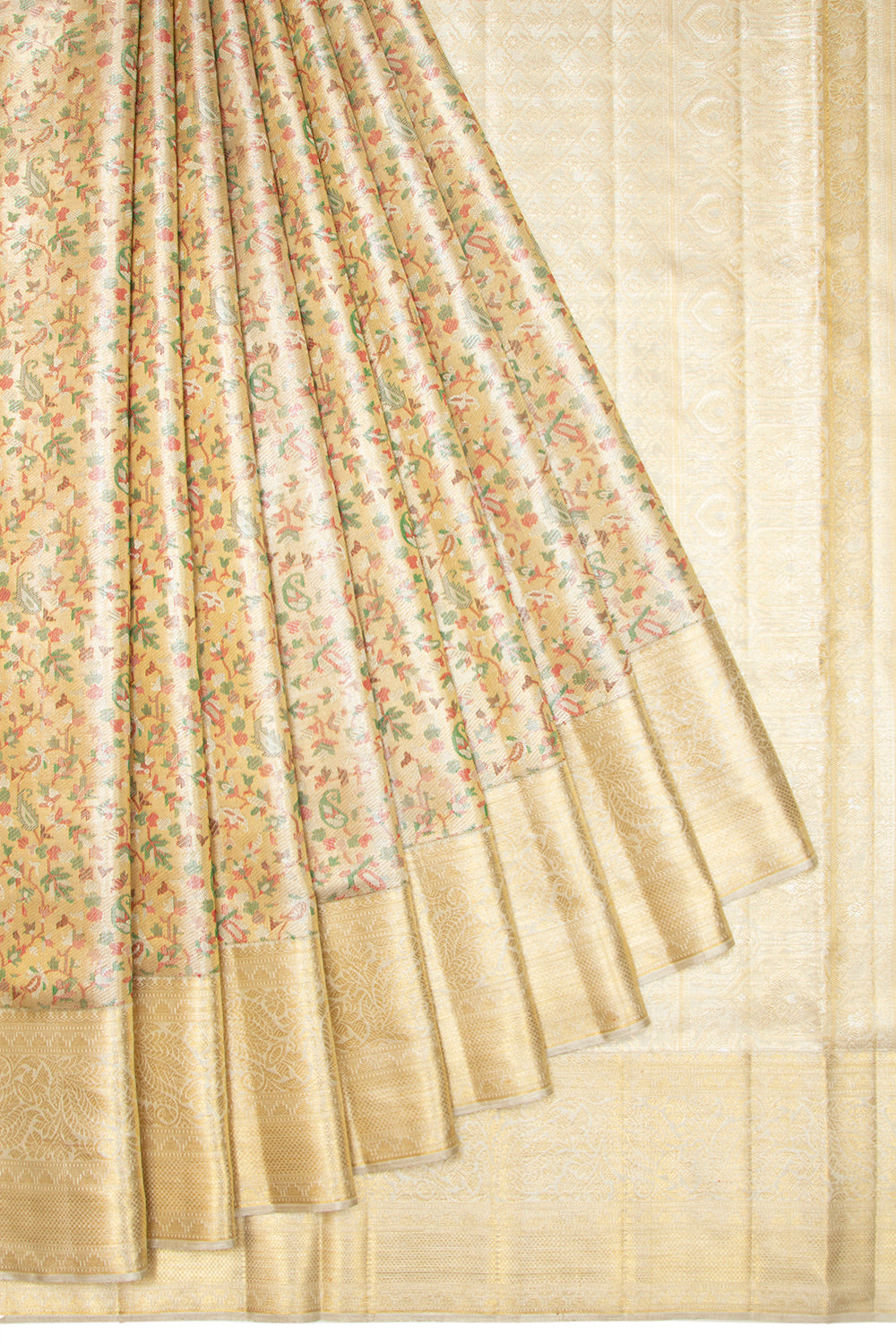 Kanchipuram Silk Tissue Brocade Gold Saree