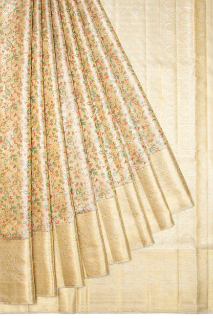 Kanchipuram Silk Tissue Brocade Gold Saree