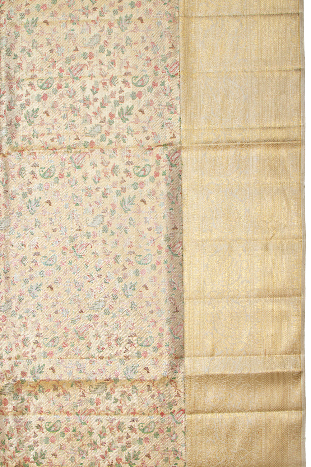 Kanchipuram Silk Tissue Brocade Gold Saree