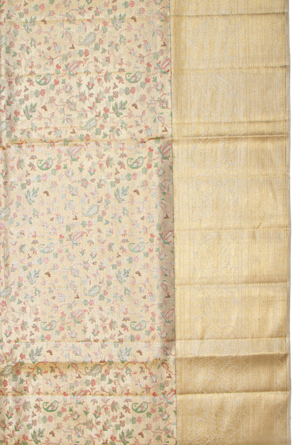 Kanchipuram Silk Tissue Brocade Gold Saree
