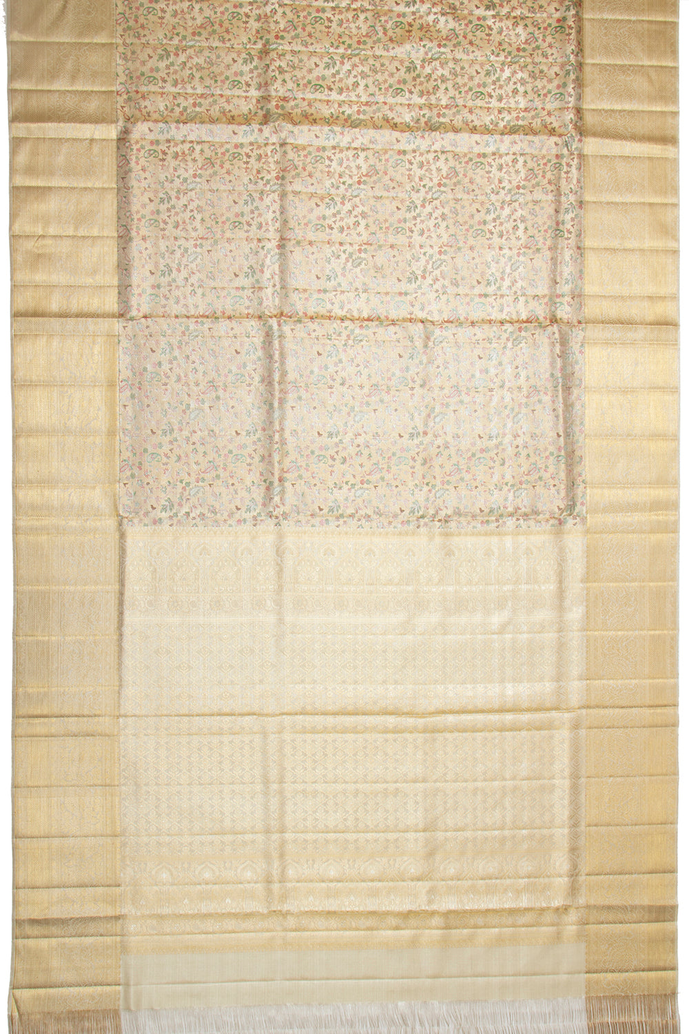 Kanchipuram Silk Tissue Brocade Gold Saree