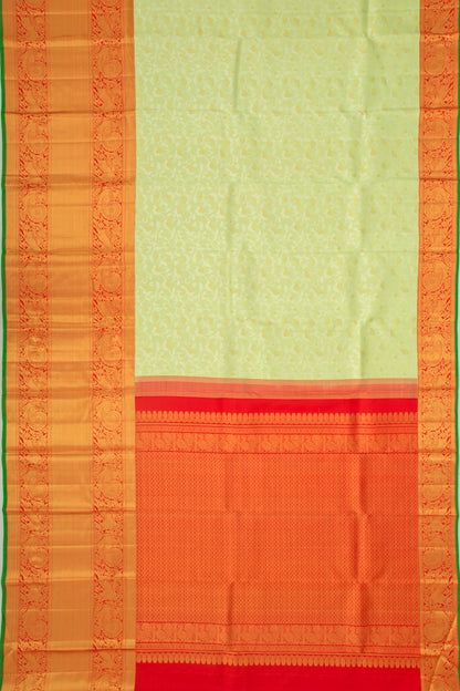 Kanchipuram Silk Jaal Pastel Green Saree
