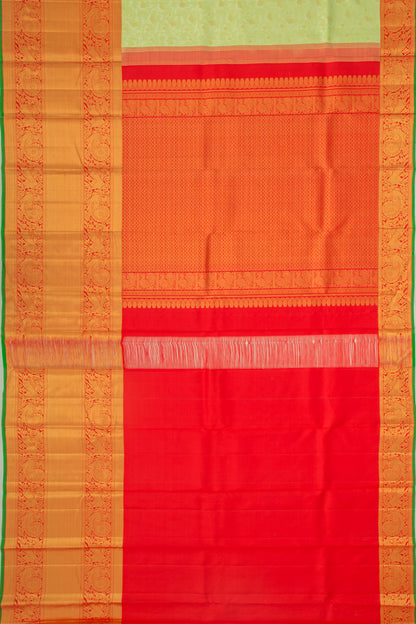 Kanchipuram Silk Jaal Pastel Green Saree
