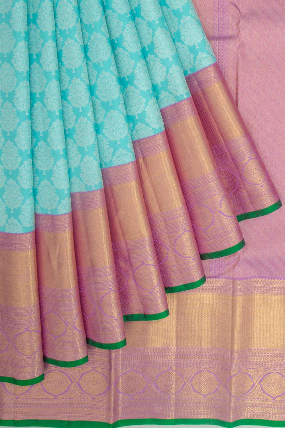 Kanchipuram Silk Brocade Sky Blue Saree