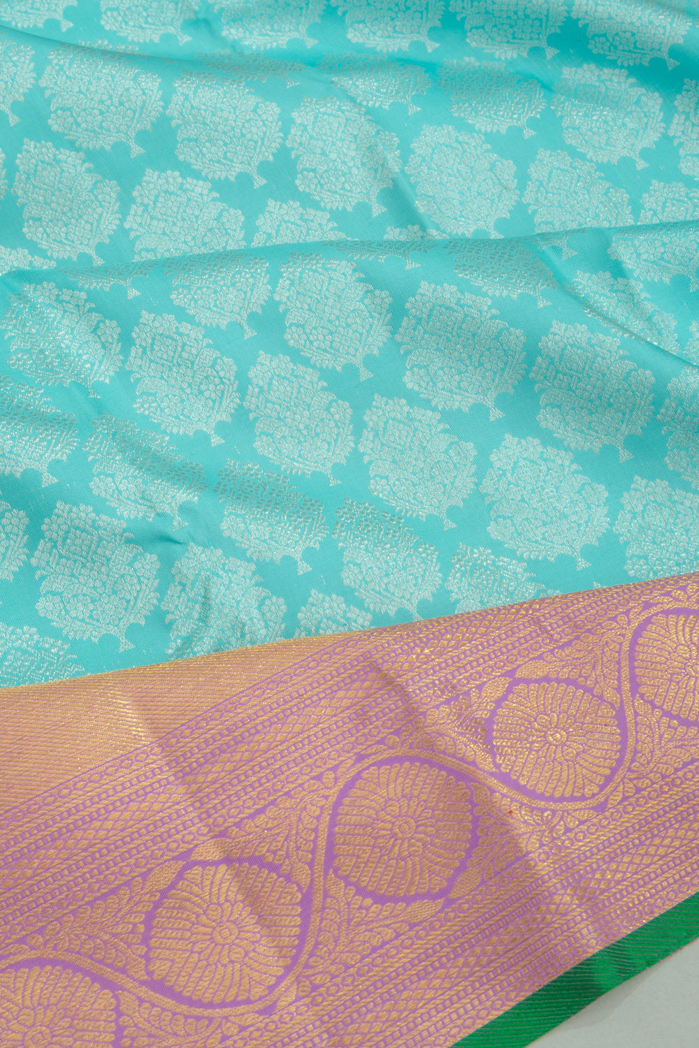 Kanchipuram Silk Brocade Sky Blue Saree