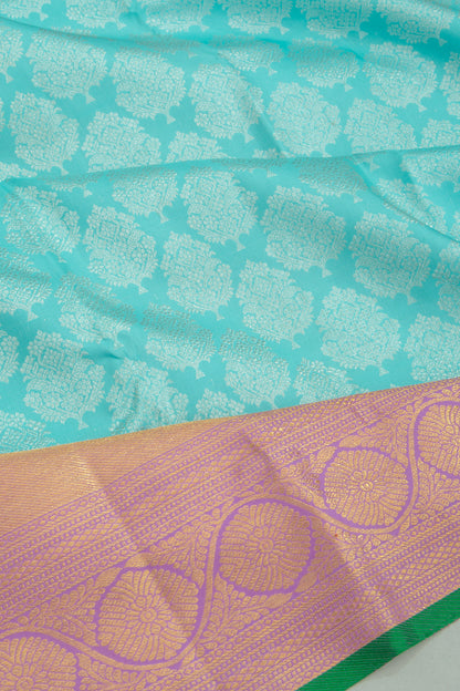 Kanchipuram Silk Brocade Sky Blue Saree