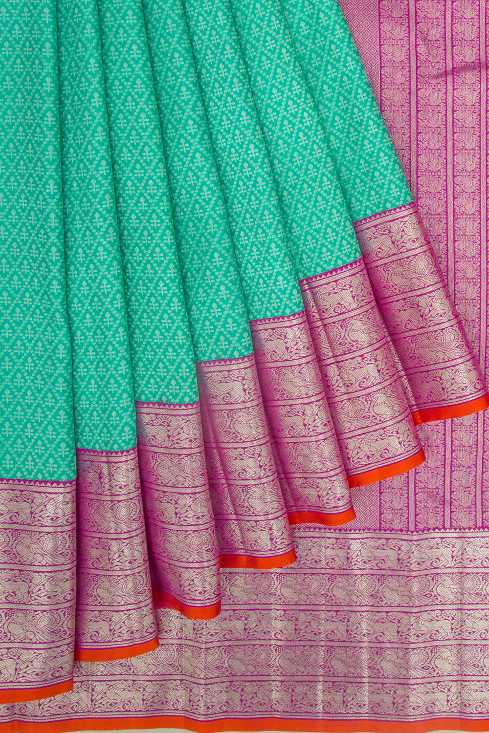 Kanchipuram Silk Brocade Sea Green Saree