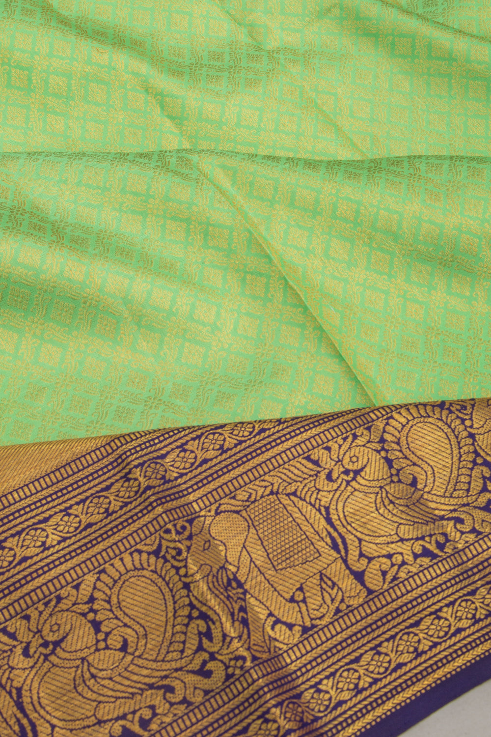Kanchipuram Silk Brocade Pastel Green Saree