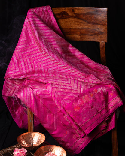 Banarasi Silk Jamdani Jaal Pink Saree