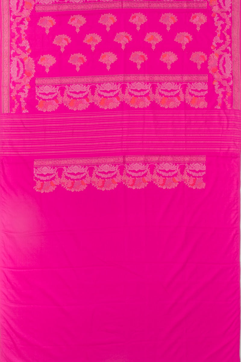 Banarasi Silk Jamdani Jaal Pink Saree