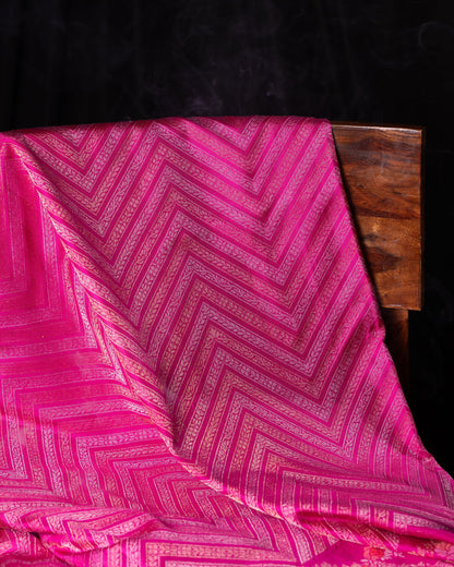 Banarasi Silk Jamdani Jaal Pink Saree
