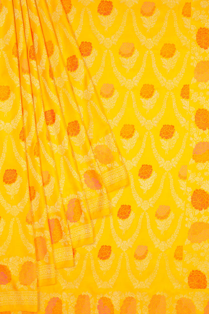 Banarasi Silk Jaal Yellow Saree