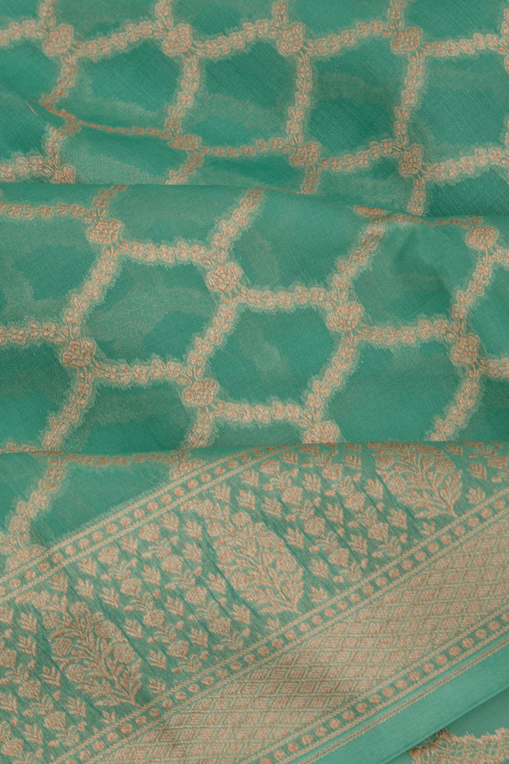 Organza Brocade Sea Green Saree